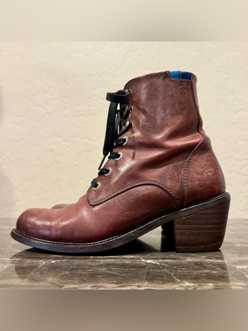 John Fluevog Adriana Nuni Brown Leather Lace Up Granny Boots